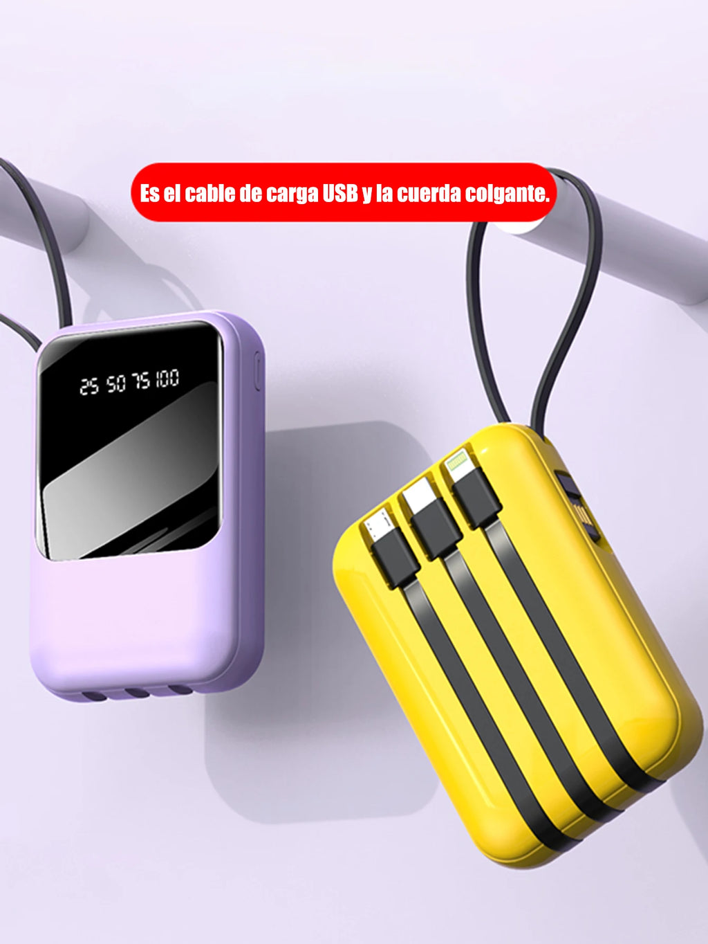 Power Bank Batería Portátil 20000mah carga rápida incorporada con pantalla digital de 4 cables Banco de energía externo
