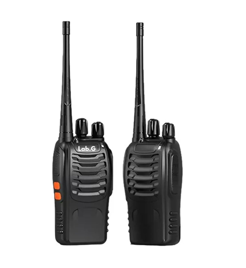 2 Pcs Radios Walkie Talkie Recargable, Con Manos Libres Bandas de frecuencia UHF Lab.G Color Negro