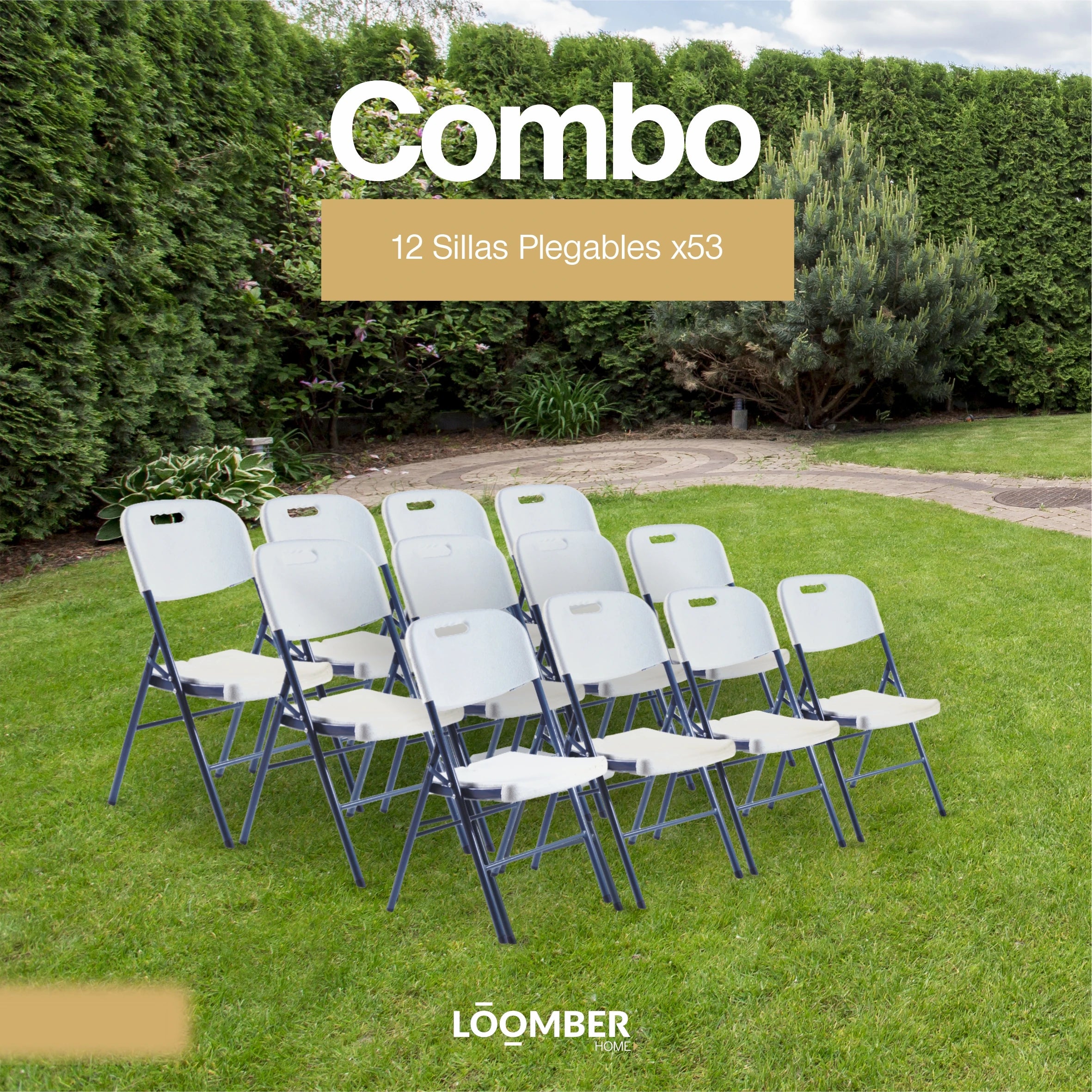 Combo 12 Sillas Plegables Blancas | Resistentes y Compactas | Ideal para Eventos, reuniones, negocios y el hogar
