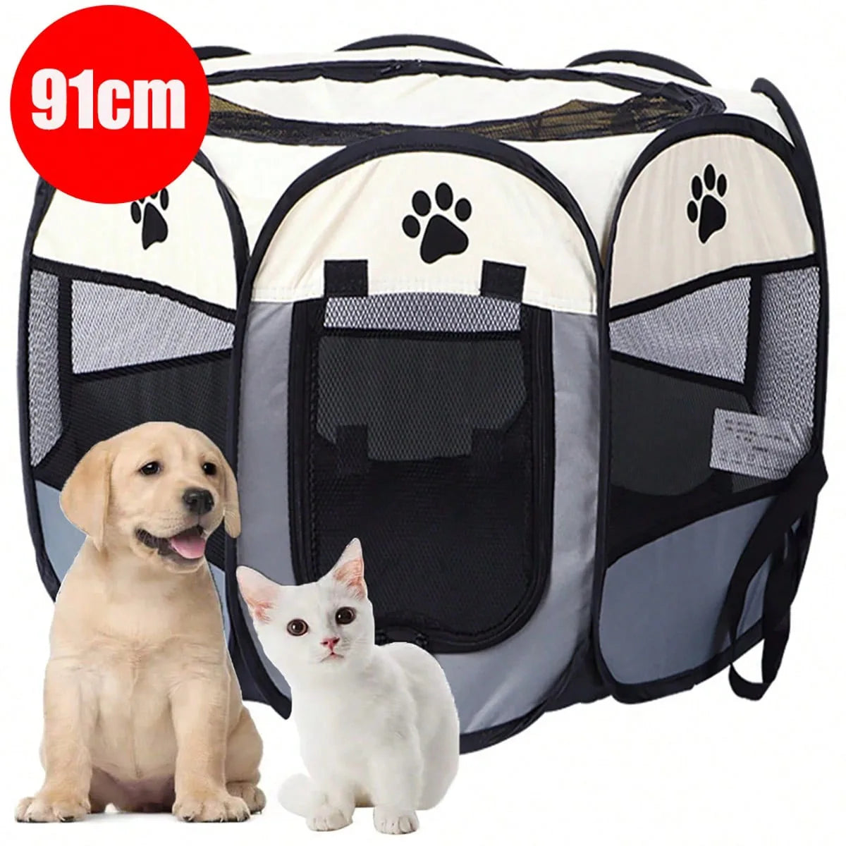 Plegable Duradero Y Portátil Lona De Oxford Valla De La Sala De Partos Para Mascotas Nido De Gato De Jaula De Perro Octogonal