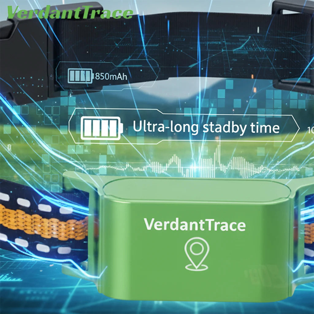Rastreador de Mascotas VerdantTrace para Teléfonos Android e iOS, GPS 4G, Collar con Rastreador para Gatos y Perros, Rastreo en Tiempo Real, Localizador Antipérdida, Sin Suscripción