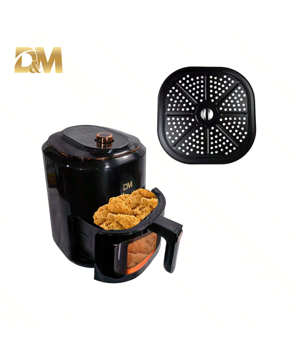 Freidora de Aire 7.5L con Ventana Visual, 10 Programas Automáticos, Cocción Sin Aceite 360°, Antiadherente, Temporizador, Ideal para Pollo/Papas/Pizza, Hogar y Oficina.