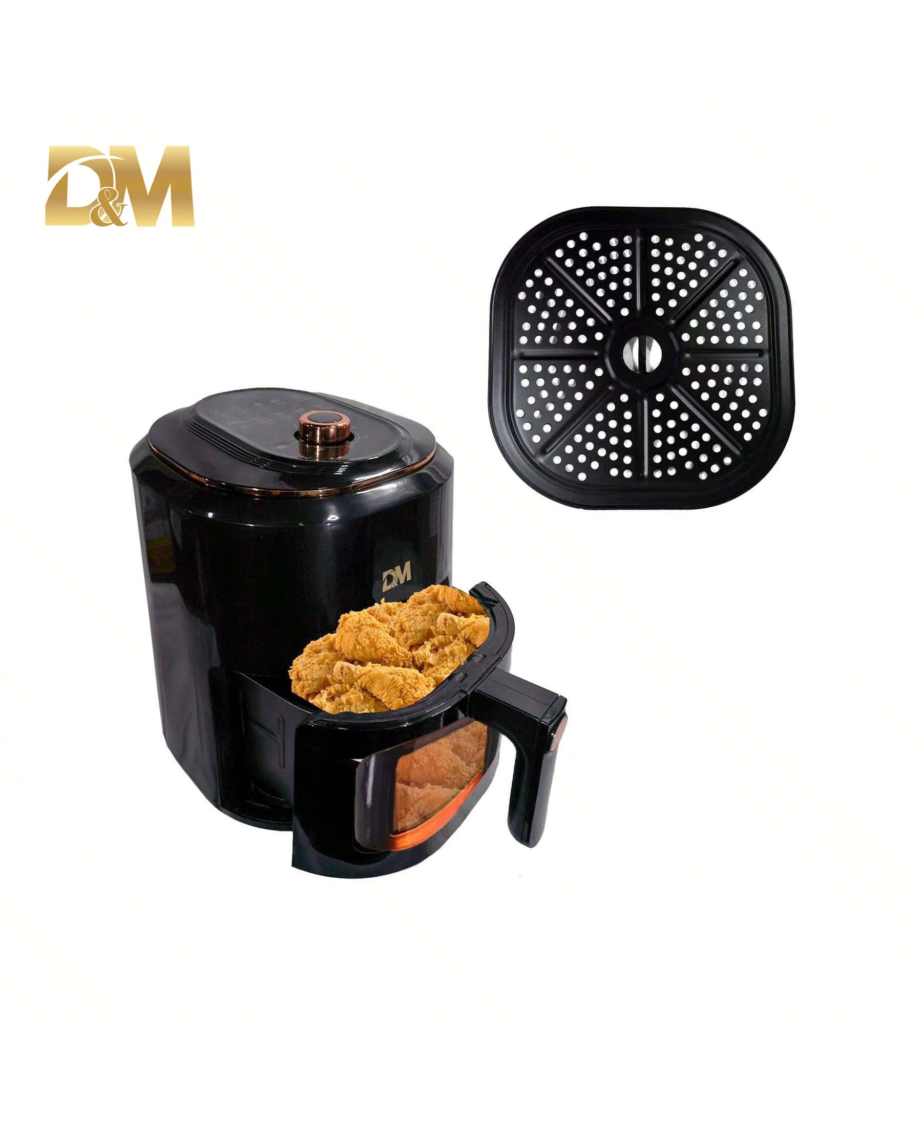 Freidora de Aire 7.5L con Ventana Visual, 10 Programas Automáticos, Cocción Sin Aceite 360°, Antiadherente, Temporizador, Ideal para Pollo/Papas/Pizza, Hogar y Oficina.