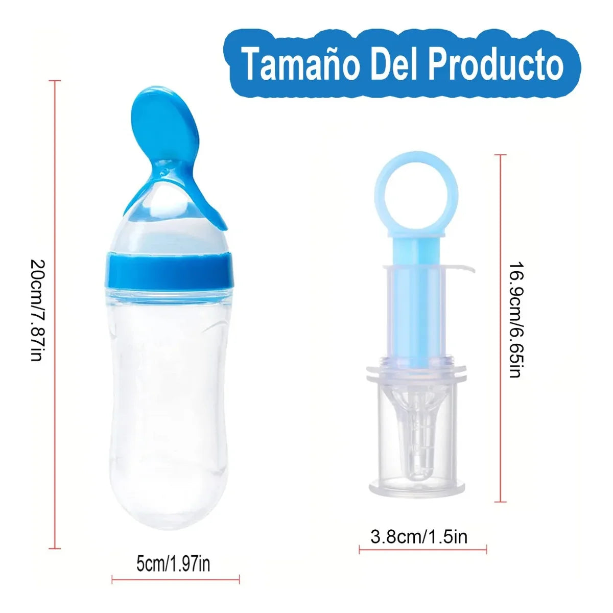 3 Pc Chupón Alimentador Fruta Y Biberón Cuchara Para Papilla Azul LAB.G