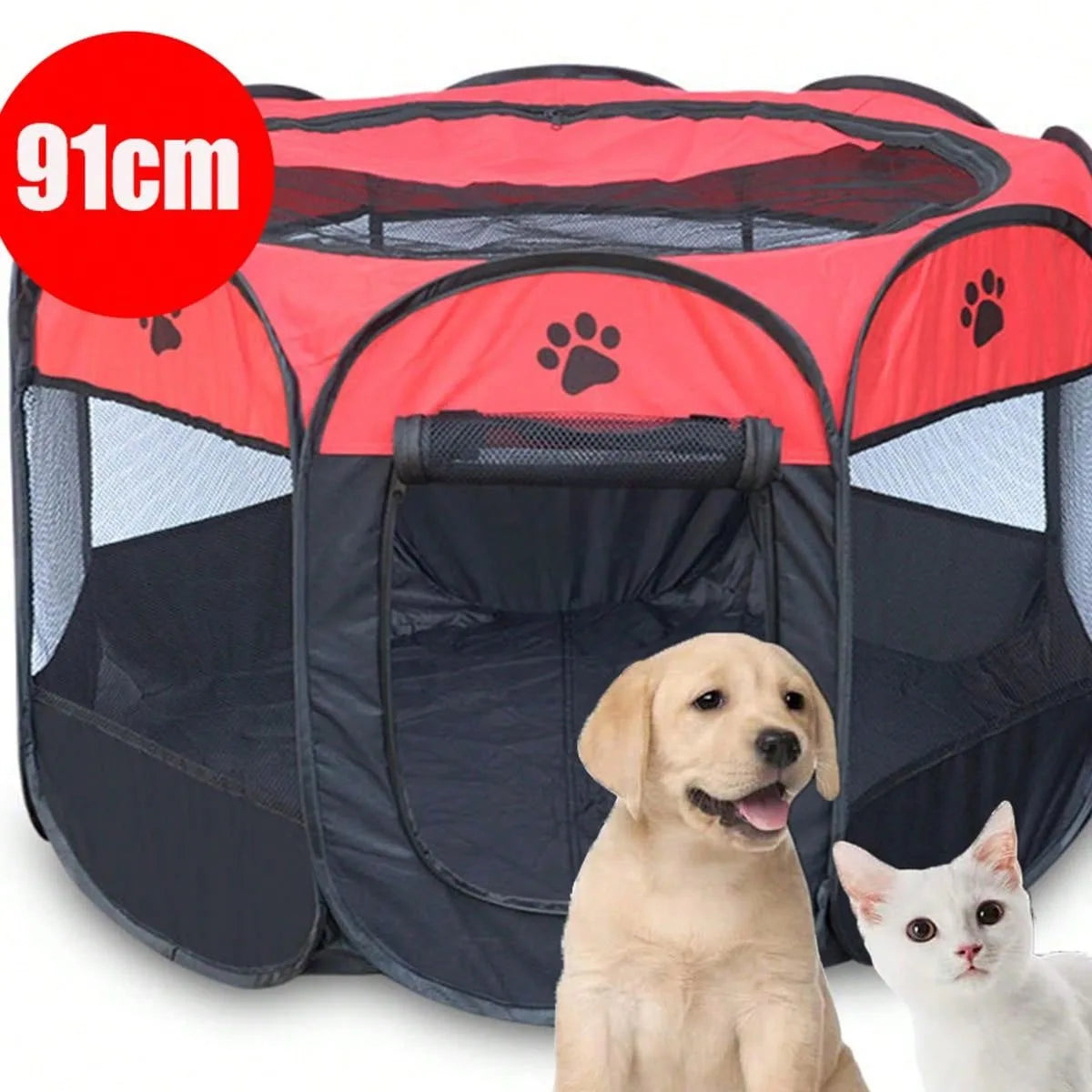 Plegable Duradero Y Portátil Lona De Oxford Valla De La Sala De Partos Para Mascotas Nido De Gato De Jaula De Perro Octogonal