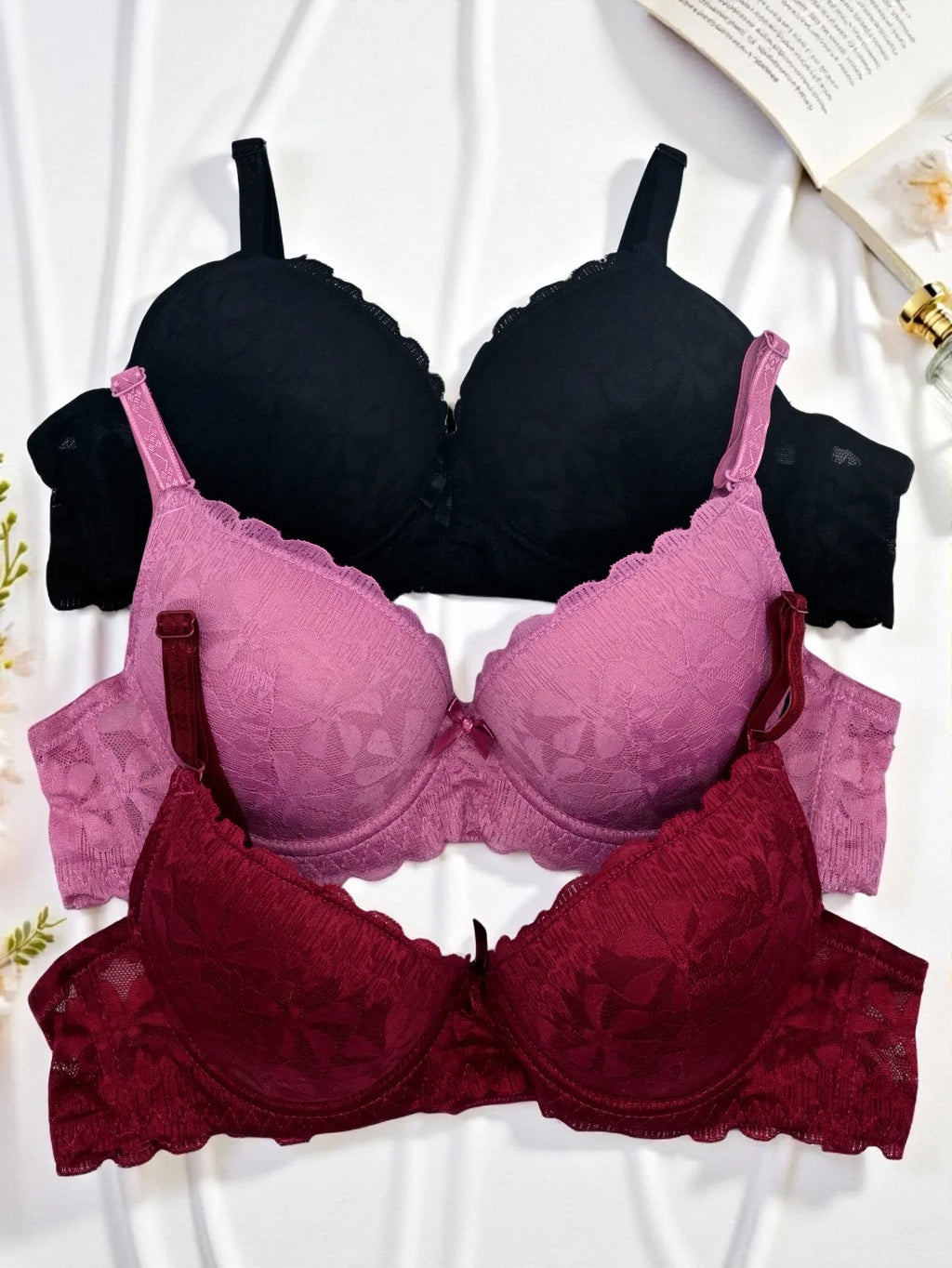 BR6022B Sujetador estampado (3 piezas) Copa B push up