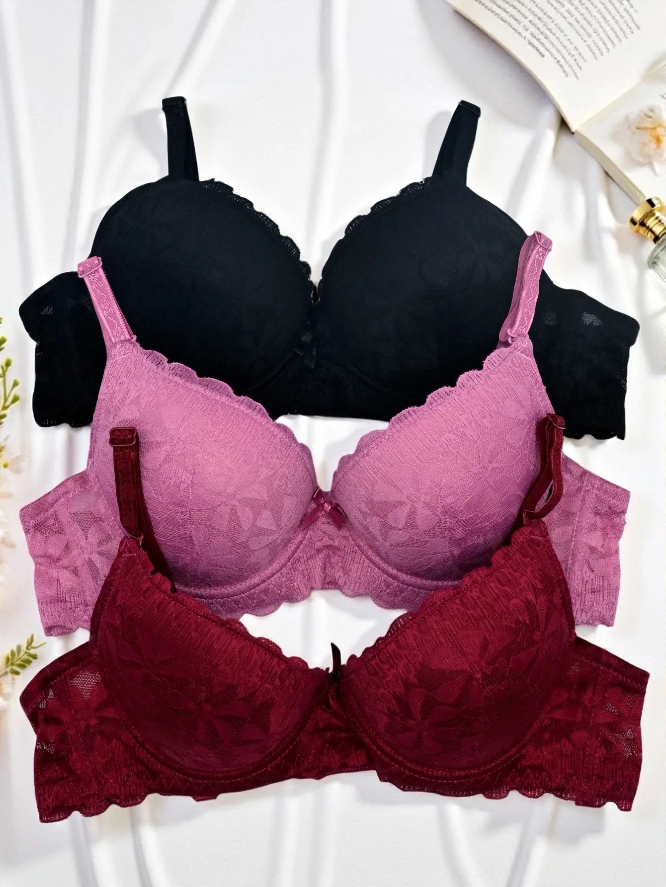 BR6022B Sujetador estampado (3 piezas) Copa B push up