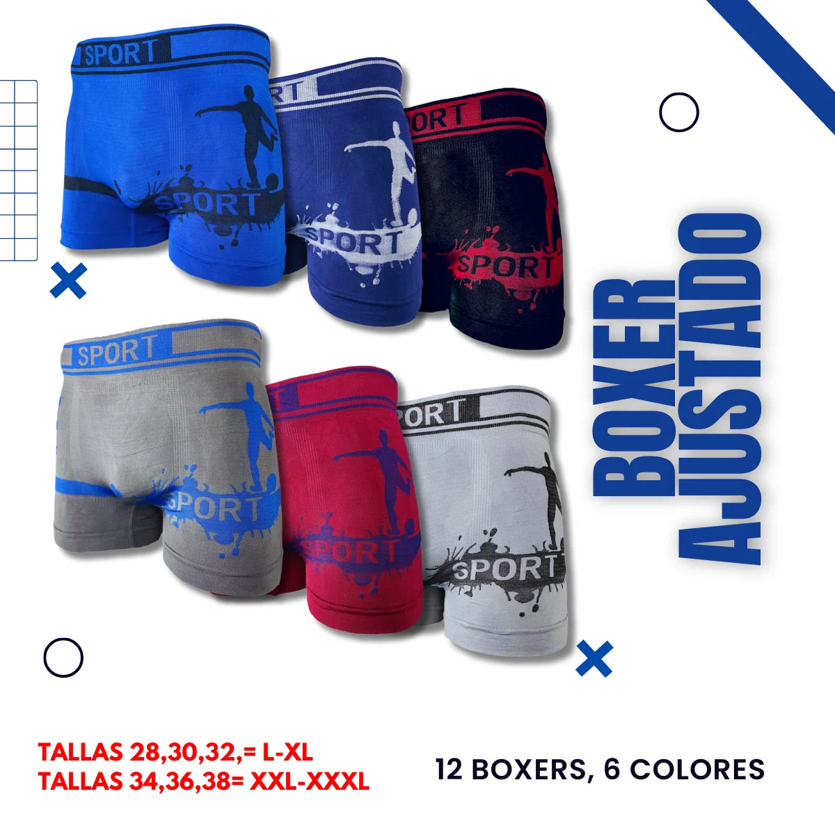 12 Piezas Boxer Caballero Mayoreo Tela Suave Cómodos y Ajustables Económicos Ligeros se envia modelo disponibe