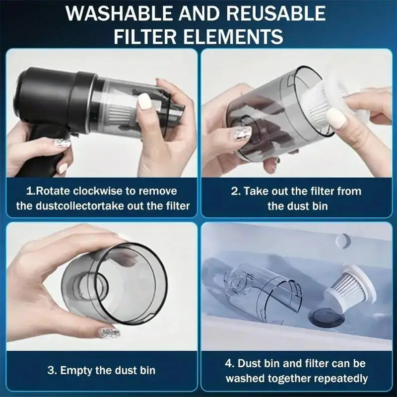 Aspirador de coche inalámbrico de 120W, aspirador portátil de mano inalámbrico para polvo, aspirador de alta potencia para el hogar, la Oficina y el coche