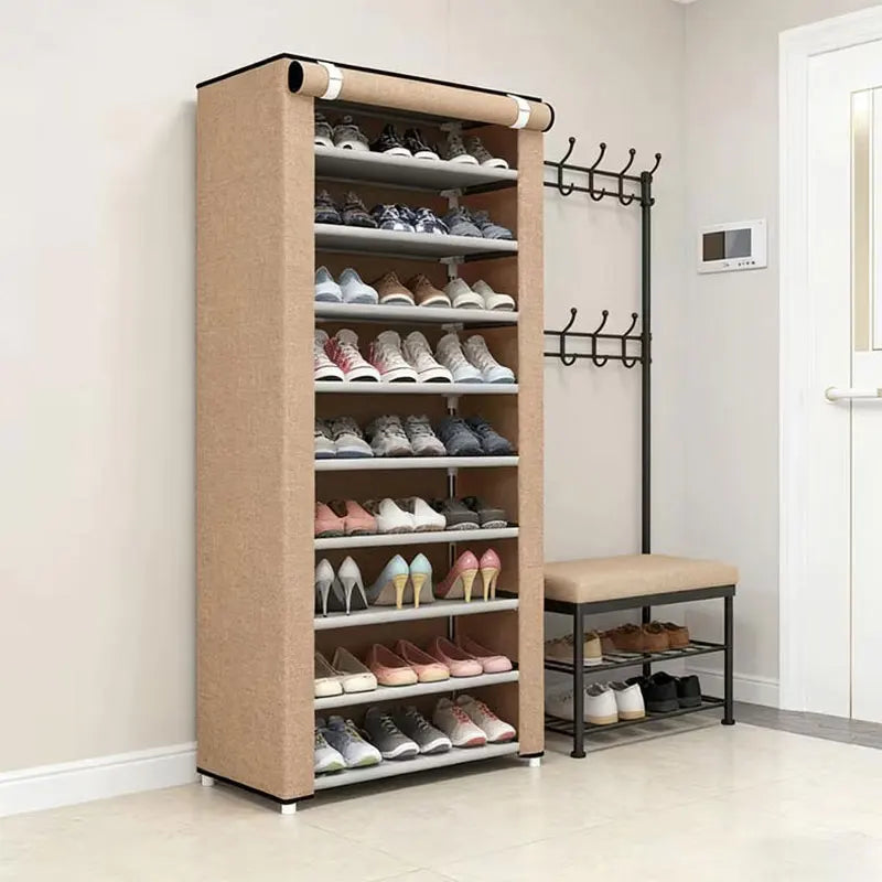 Zapatera Organizador 9 Niveles Capacidad 27 Pares Closet Zapato Tela Impermeable Cubierta Enrollable Color Negro