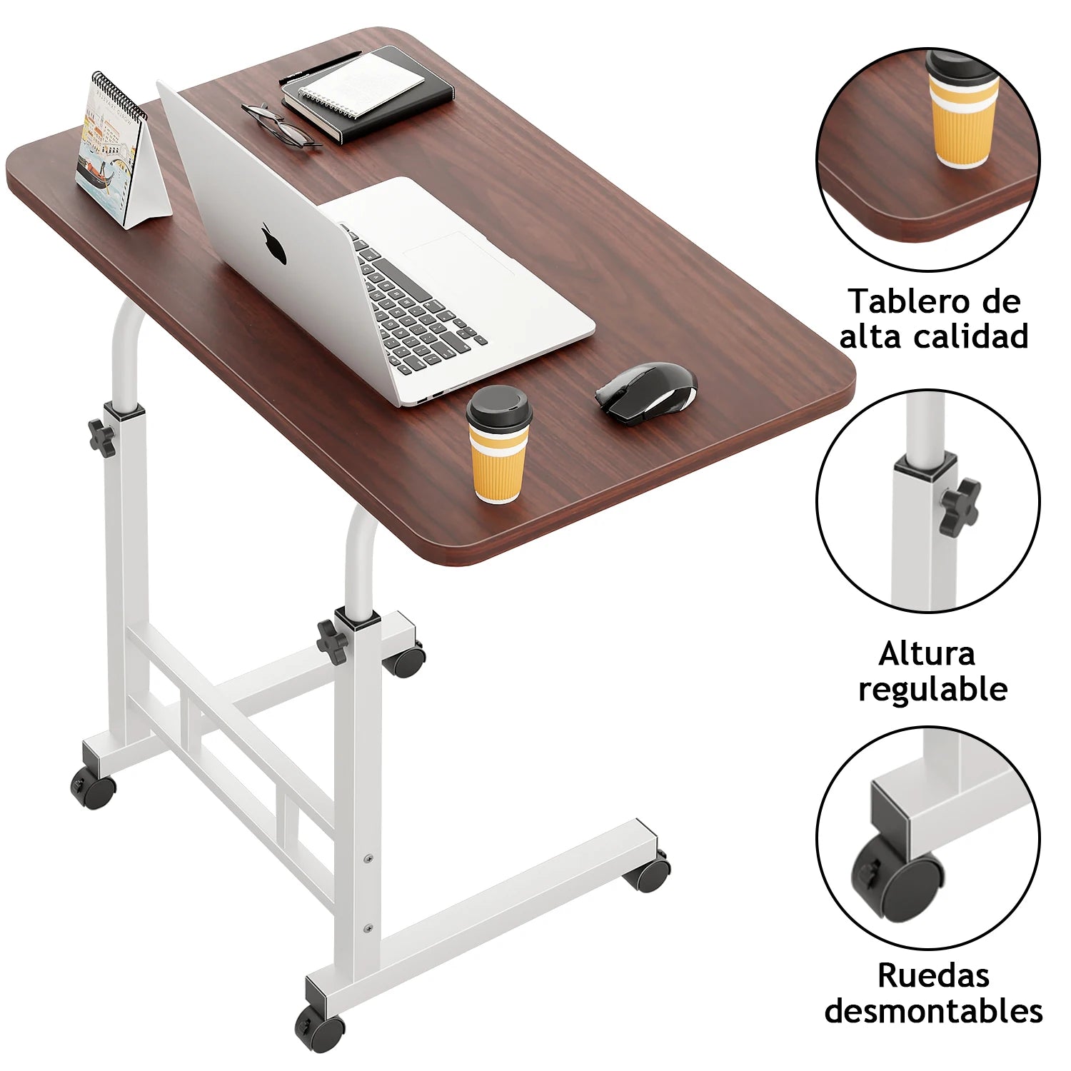 Mesas Laterales Con Ruedas Soportes Para Laptops Con Ruedas Y De Altura Ajustable,60x40x90cm Mesas De Reunión,mesas Laterales,ajustable Escritorio Mesas Para Jardin Altura Ajustable Mesa Laterales Escritorio
