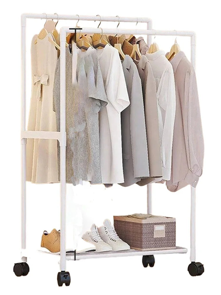 Rack Perchero Acero Closet Organizador Doble Movil Llantas