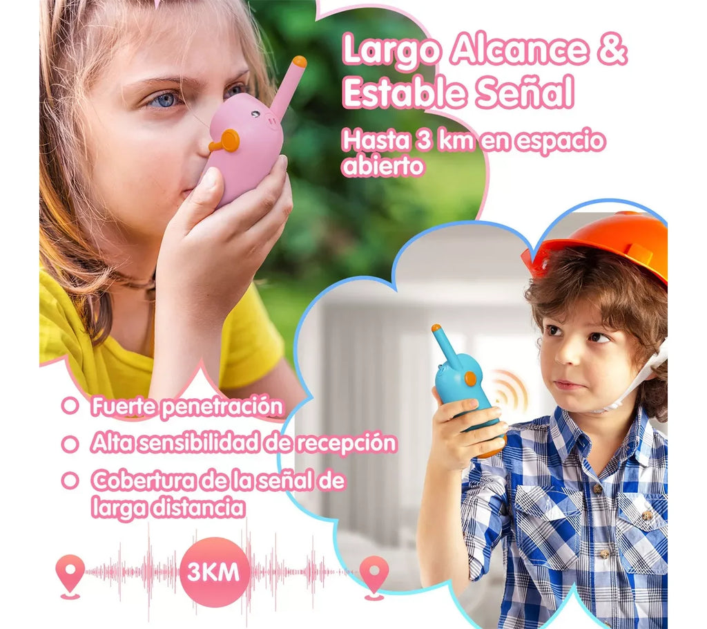 2 Radios Walkie Talkie Lab.G Para Niños, Recargable+pantalla Lcd Azul y Rosa