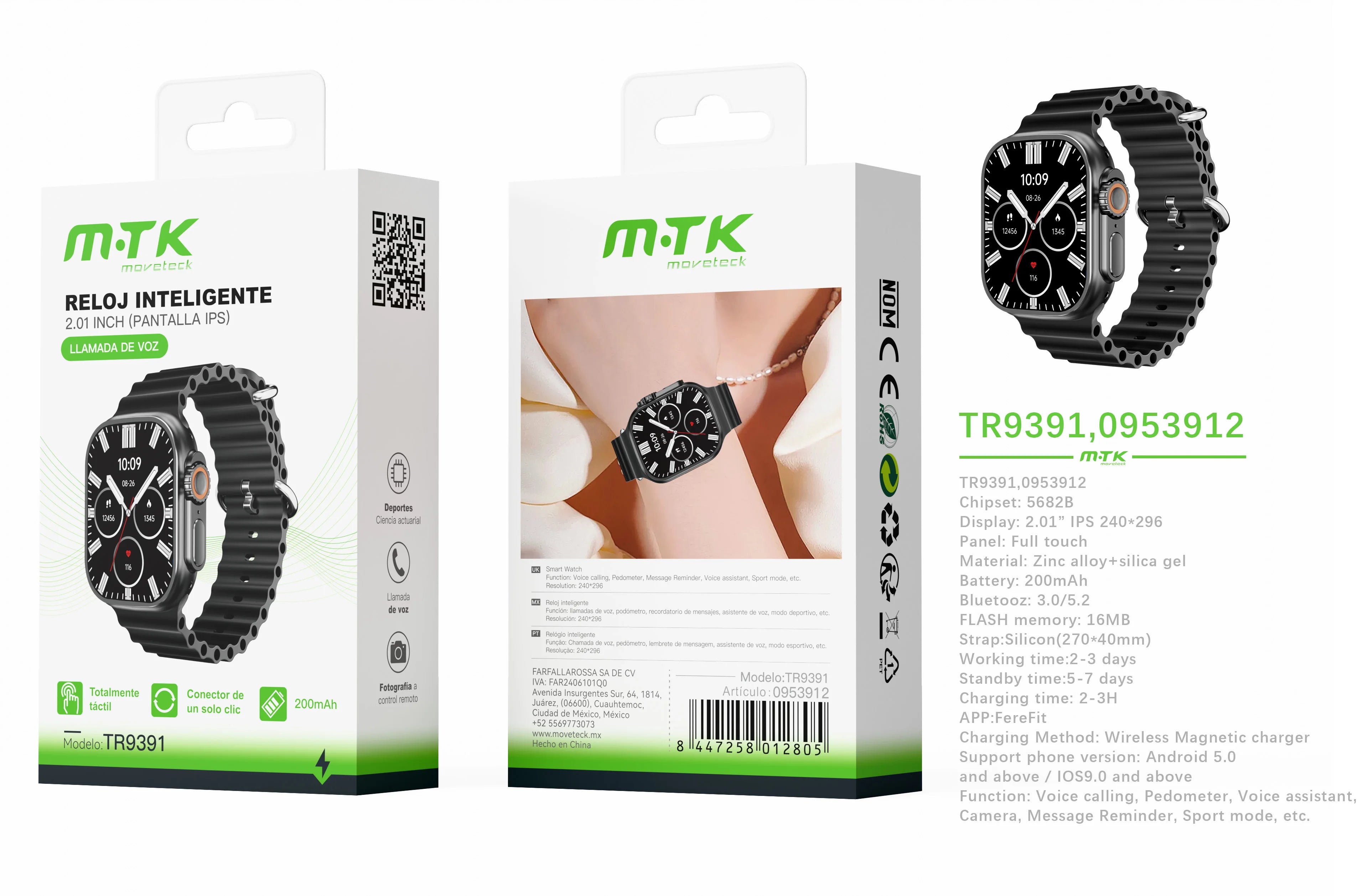 Reloj Inteligente para Hombres y Mujeres, Smartwatch Reloj Fitness con Pantalla Táctil Completa de 2.01" , Smartwatch Silicon Correa