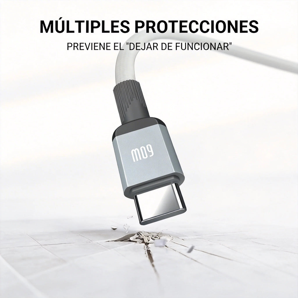 60W Cable USB C 1M Carga Rápida Trenzado – Compatible con iPhone 16/15, Galaxy S24/S23, Pixel, MacBook Air/Pro, iPad Pro, CarPlay, Android Auto (Blanco/Nergo)