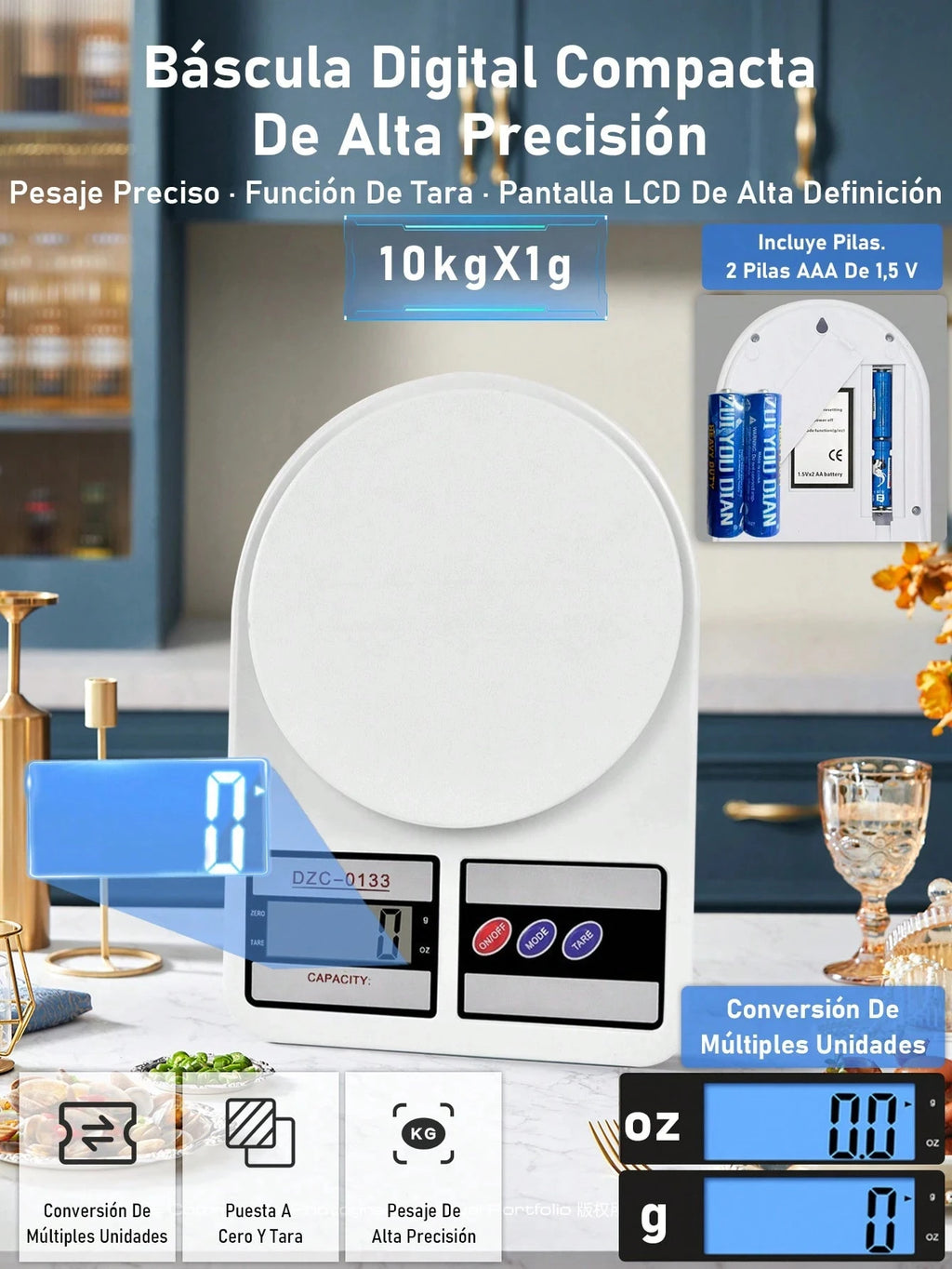Bascula Cocina Digital De Cocina Bascula Digital Gramera De Cocina Pesa De 1 Gramo A 5 Kilos