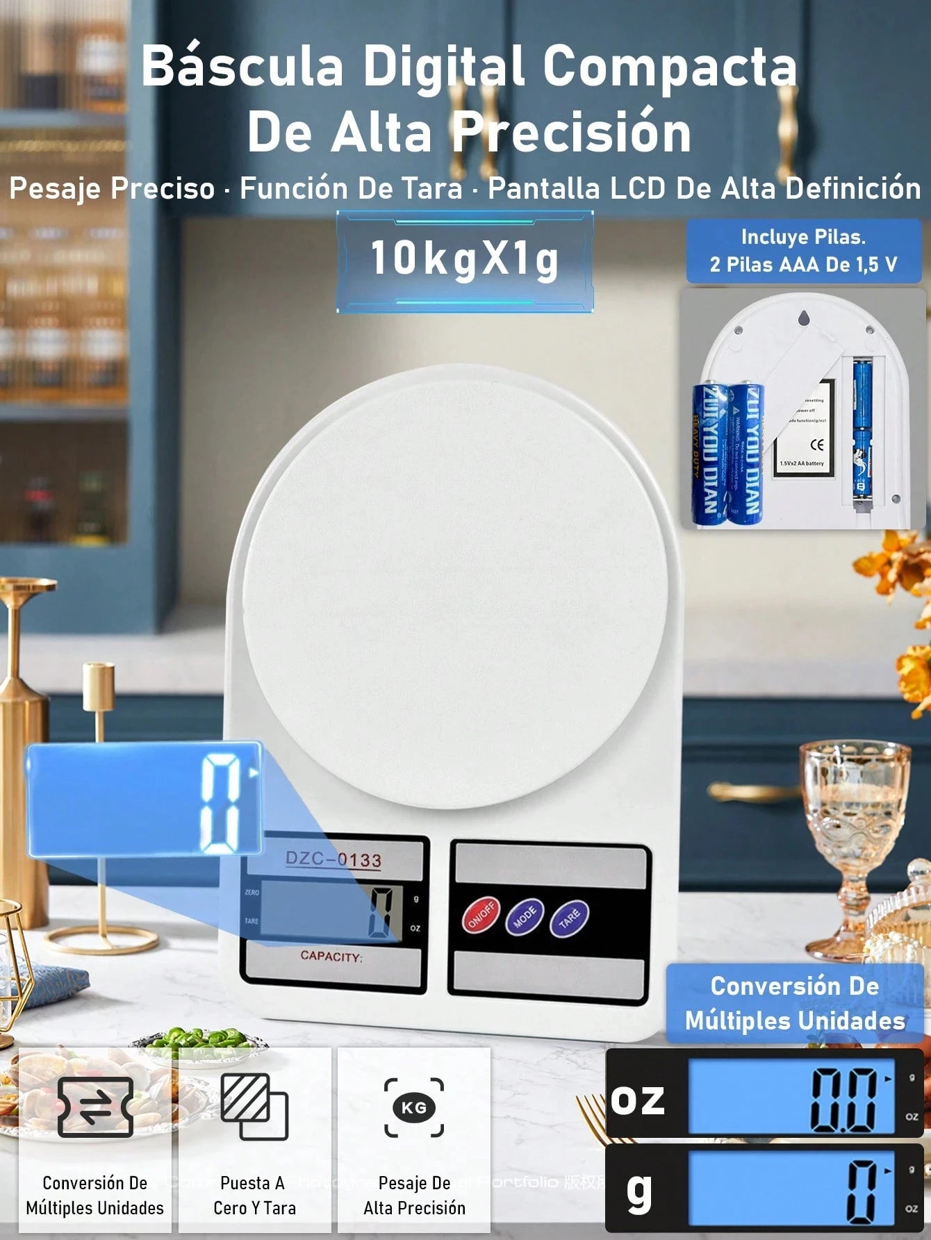 Bascula Cocina Digital De Cocina Bascula Digital Gramera De Cocina Pesa De 1 Gramo A 5 Kilos