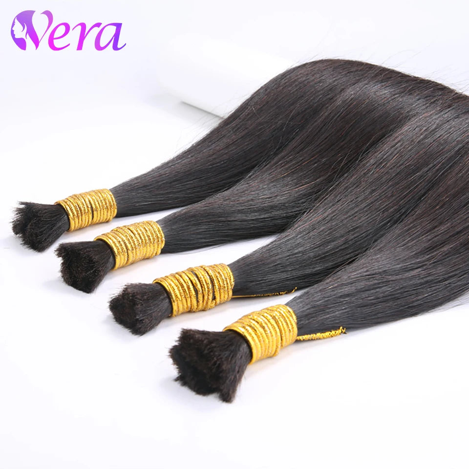 Cabello humano liso a granel sin trama, 100% cabello humano a granel para trenzar, extensiones de 16-26 pulgadas, color negro natural, 50 g/unidad