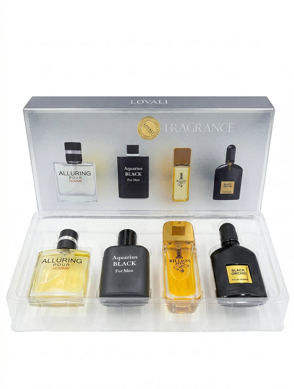 Set de Perfumes para Hombre Lovali 4 Fragancias de 30ml Regalo Ideal para Caballero Aromas de Lujo Cítrico Madera y Marino Estuche de Lociones Masculinas Colección Exclusiva para Viaje y Uso Diario Aroma Duradero