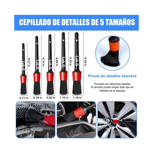 13 Pzs Brochas Para Detallado Automotriz Cepillos Hendiduras Lab.G