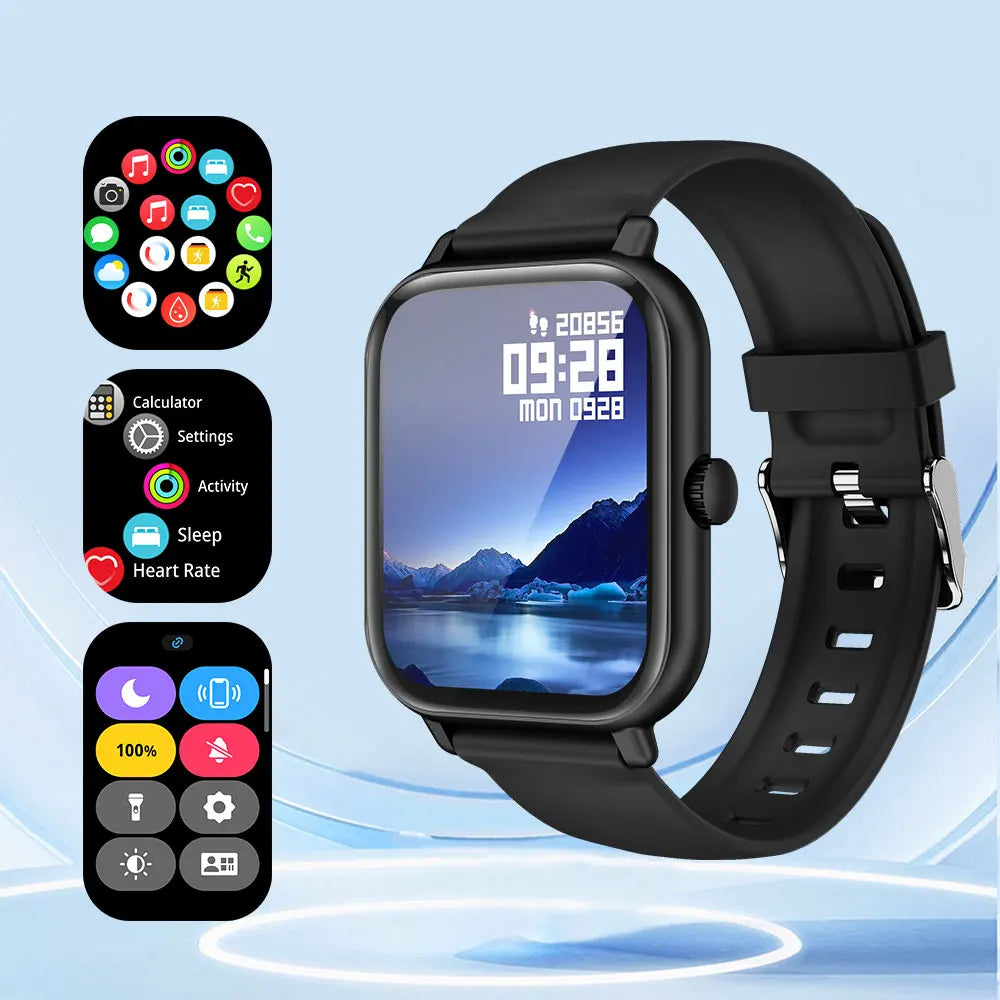 WOOX Reloj Inteligente para Hombres y Mujeres, Smartwatch Reloj Fitness con Pantalla Táctil Completa de 2.01" con Monitor de Ritmo/Sueño/Estrés, Smartwatch Silicon Correa Agua  para Android e iOS