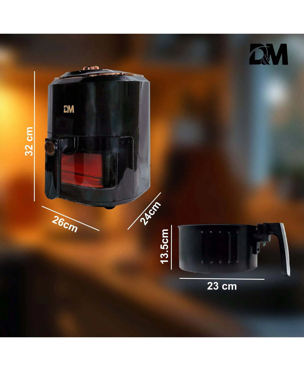 Freidora de Aire 7.5L con Ventana Visual, 10 Programas Automáticos, Cocción Sin Aceite 360°, Antiadherente, Temporizador, Ideal para Pollo/Papas/Pizza, Hogar y Oficina.