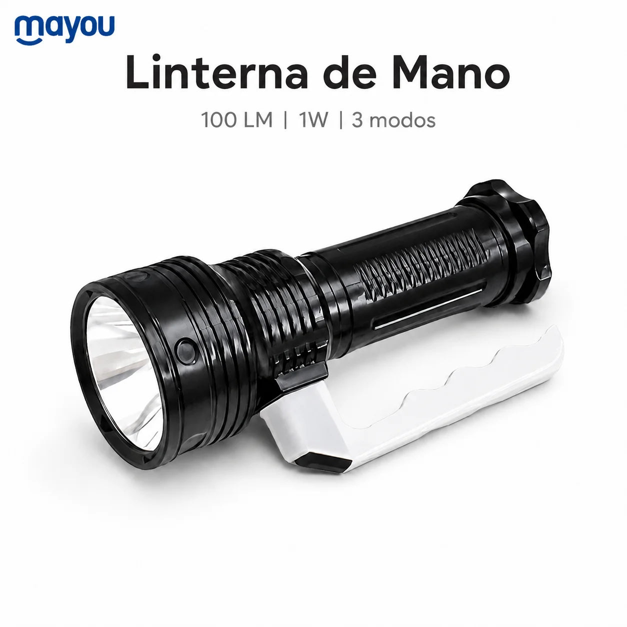 Linterna LED de Mano Portátil 100 Lúmenes, 1W, 3 Modos de Iluminación, Usa 3 Pilas AA, Agarre Cómodo, Ideal para Apagones, Caminatas, Camping, Patio, Coche y Uso Diario（No Incluida Batería）