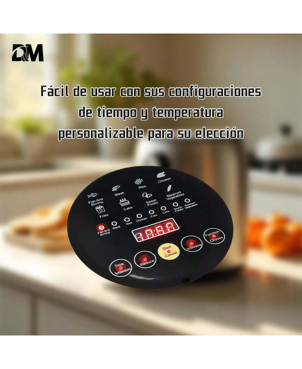 Freidora de Aire 7.5L XXL con Ventana Visual, 10 Programas Automáticos, Cocción Sin Aceite 360°, Antiadherente, Temporizador, Ideal para Pollo/Papas/Pizza, Hogar y Oficina.