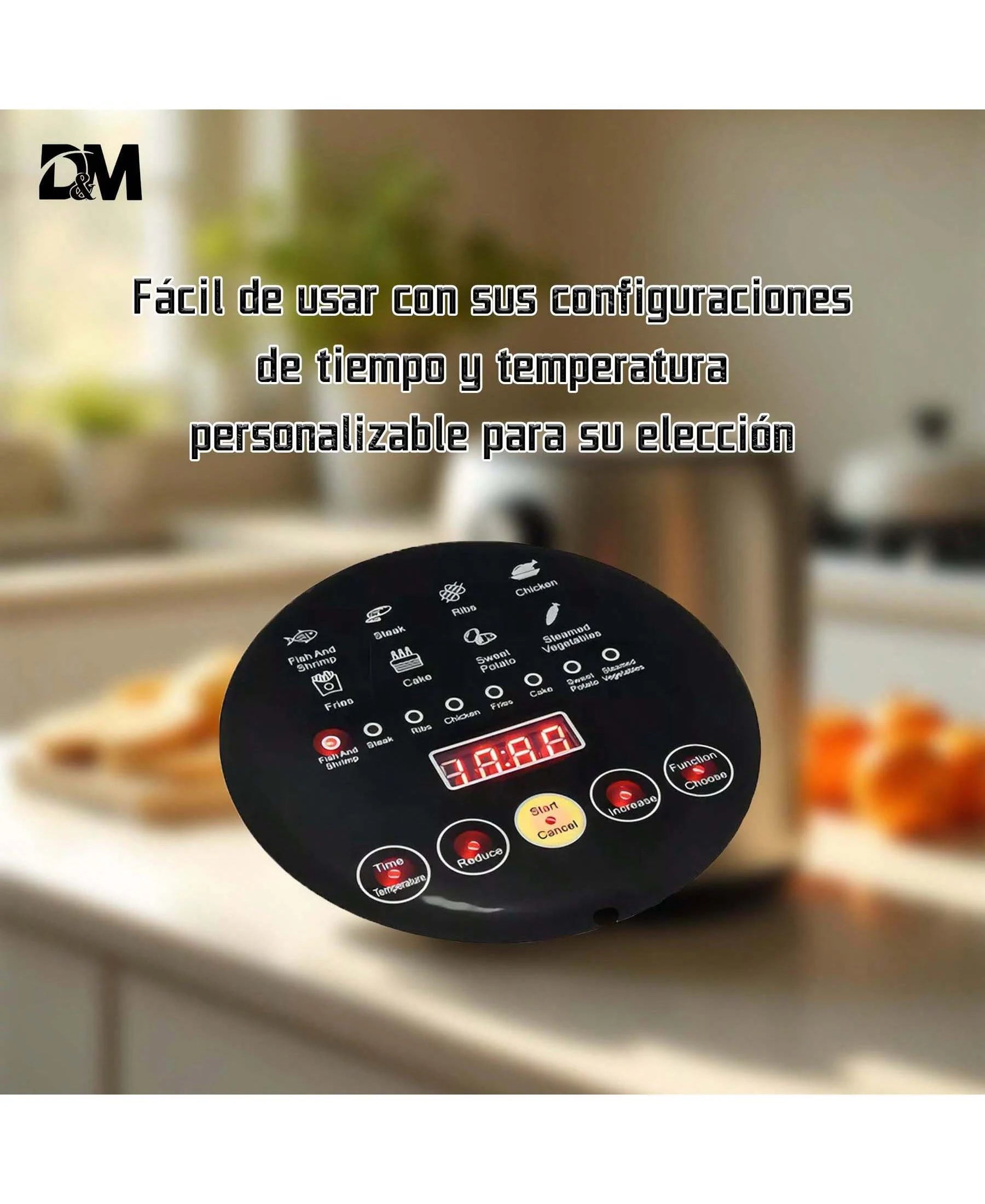 Freidora de Aire 7.5L XXL con Ventana Visual, 10 Programas Automáticos, Cocción Sin Aceite 360°, Antiadherente, Temporizador, Ideal para Pollo/Papas/Pizza, Hogar y Oficina.