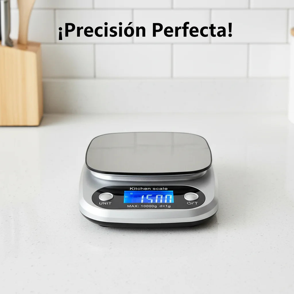 Bascula Digital Gramera de Cocina 10kg/1g Pesa de Acero Inoxidable Balanza Electronica para Alimentos Reposteria y Cafe Herramientas de Medicion con Pantalla LCD Alta Precision 10kg 1g Incluye Baterias AAA Plata