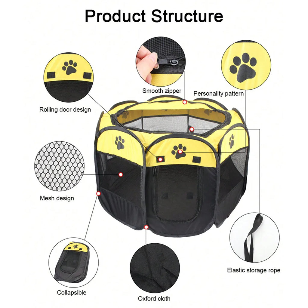 Plegable Duradero Y Portátil Lona De Oxford Valla De La Sala De Partos Para Mascotas Nido De Gato De Jaula De Perro Octogonal