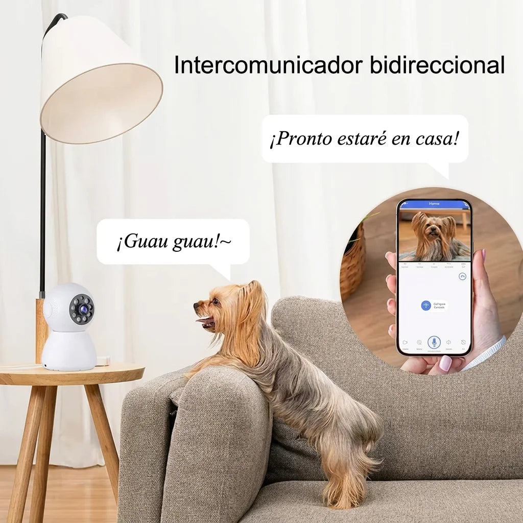 Security Indoor , 2MP, 2K, Cámara de Seguridad Interior, Cámara IP Domo 360°, Visión Nocturna, Monitor para Bebé y Mascotas, Wi‑Fi, Control por App, Compatible con Alexa, Google Assistant