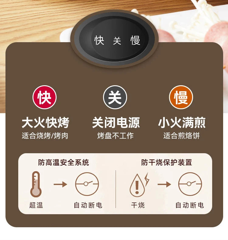 Electric Stainless Steel BBQ Plate Portable Multifunctional Oven for Outdoor Use Durable & Easy-Cleaning