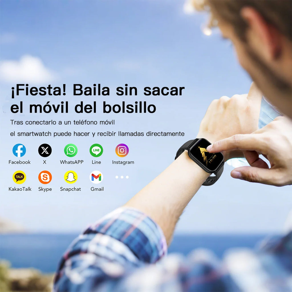 WOOX Reloj Inteligente para Hombres y Mujeres, Smartwatch Reloj Fitness con Pantalla Táctil Completa de 2.01" con Monitor de Ritmo/Sueño/Estrés, Smartwatch Silicon Correa Agua  para Android e iOS