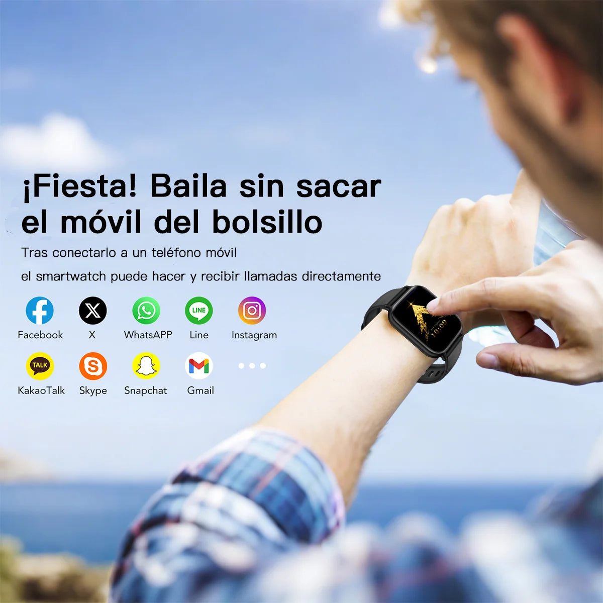 WOOX Reloj Inteligente para Hombres y Mujeres, Smartwatch Reloj Fitness con Pantalla Táctil Completa de 2.01" con Monitor de Ritmo/Sueño/Estrés, Smartwatch Silicon Correa Agua  para Android e iOS