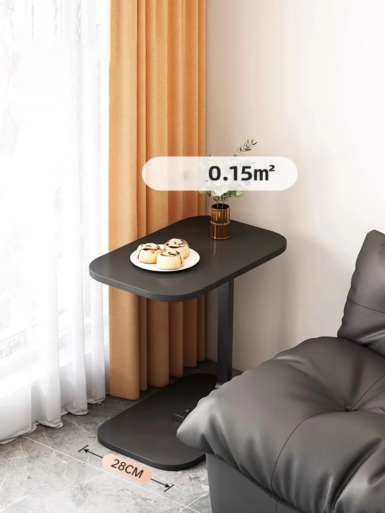 Mesa auxiliar para sofá cama, mesa auxiliar nordica en forma de U con tabloide, pequeña mesa auxiliar para todo uso, elegante y moderna