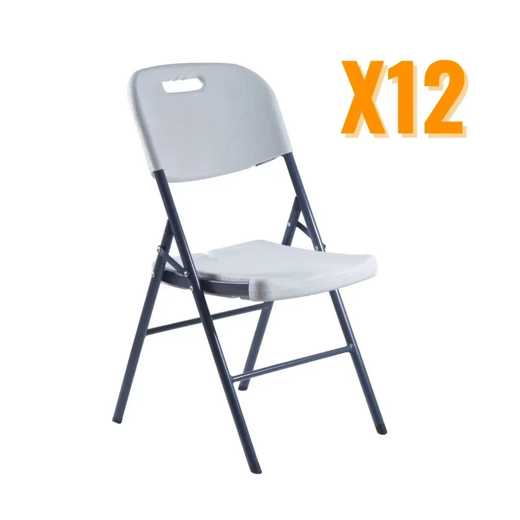 Combo 12 Sillas Plegables Blancas | Resistentes y Compactas | Ideal para Eventos, reuniones, negocios y el hogar