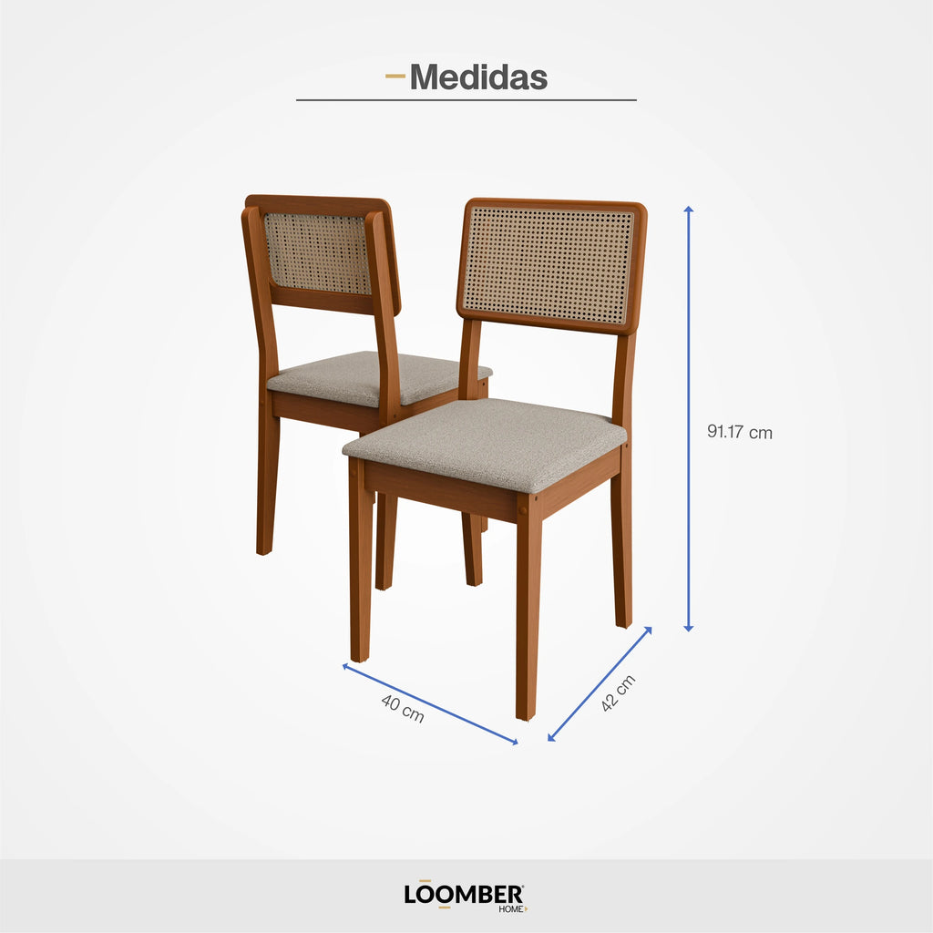 Sillas Paulo Miel 2 Piezas Loomber