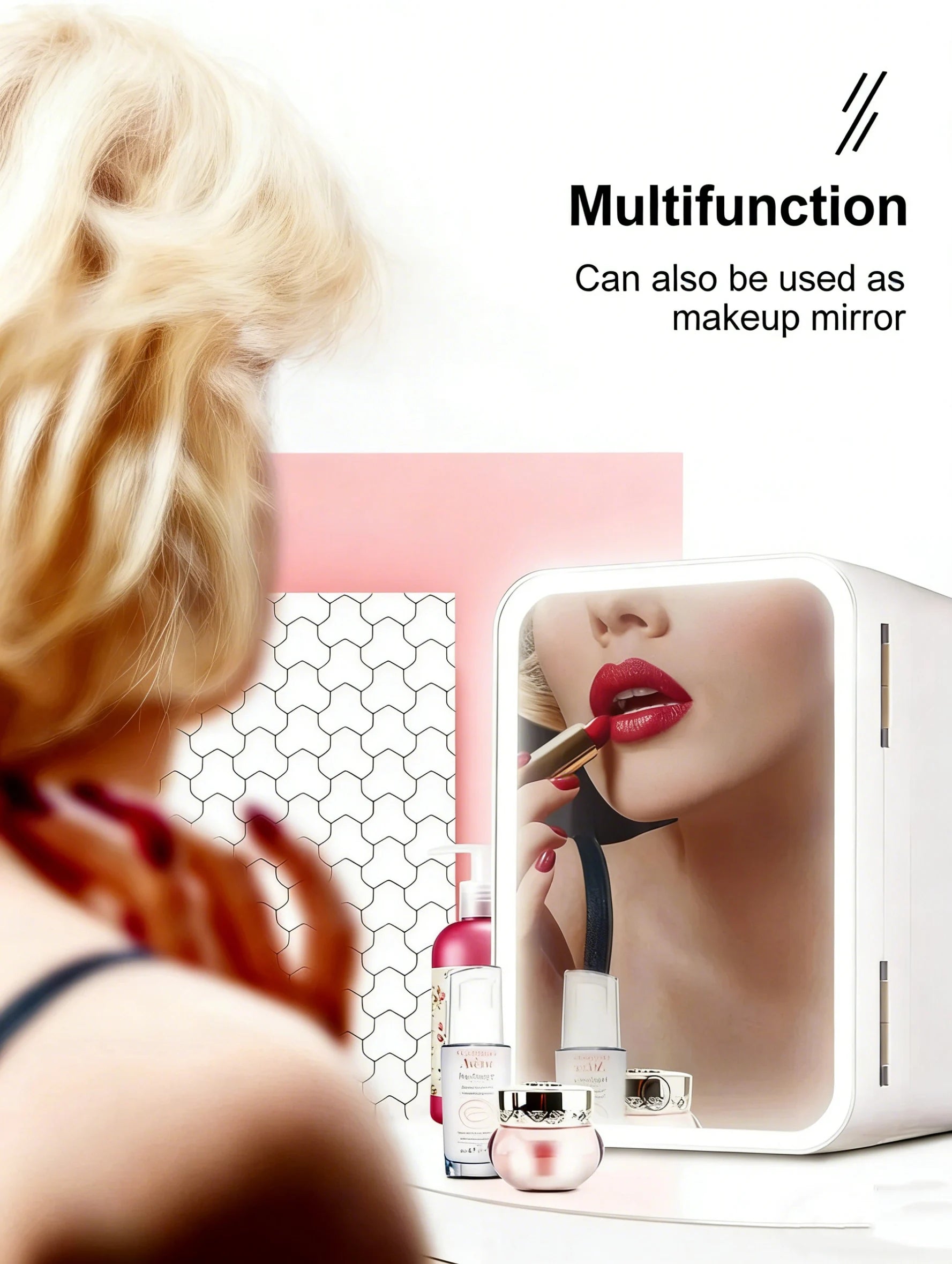 Mini Refrigerador Portátil para Cuidado de la Piel con Espejo y Luz LED Regulable, Nevera Compacta para Cosméticos, Bebidas y Leche Materna, Ideal para Hogar, Oficina, Viajes y Camping.