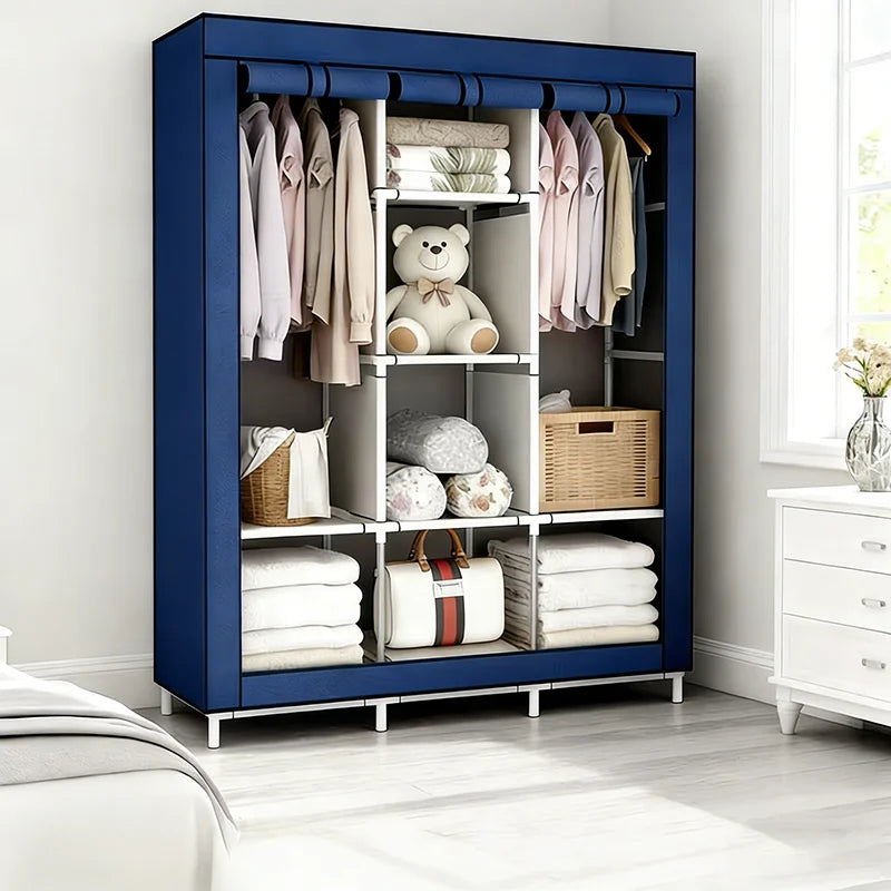 Armario independiente moderno de almacenamiento, armario portátil para guardar ropa con facilidad, diseño que ahorra espacio en el dormitorio y cuenta con función antipolvo.