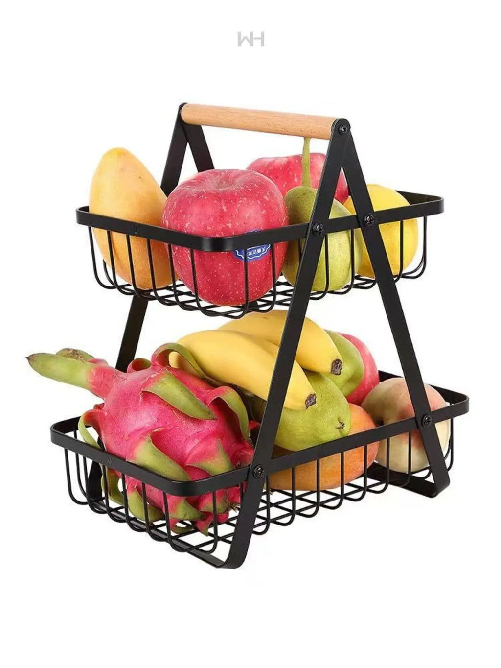 Frutero de 2 Niveles de Metal Con Bandeja Desmontable - Soporte Para Frutas