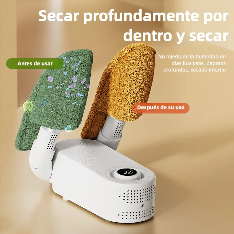 Secador de botas para botas de trabajo, secador de zapatos con soplador de calor, secador de guantes y calentador de botas, Rejilla de secado ajustable a 180°, Puertos de secado flexibles, Temporizador inteligente