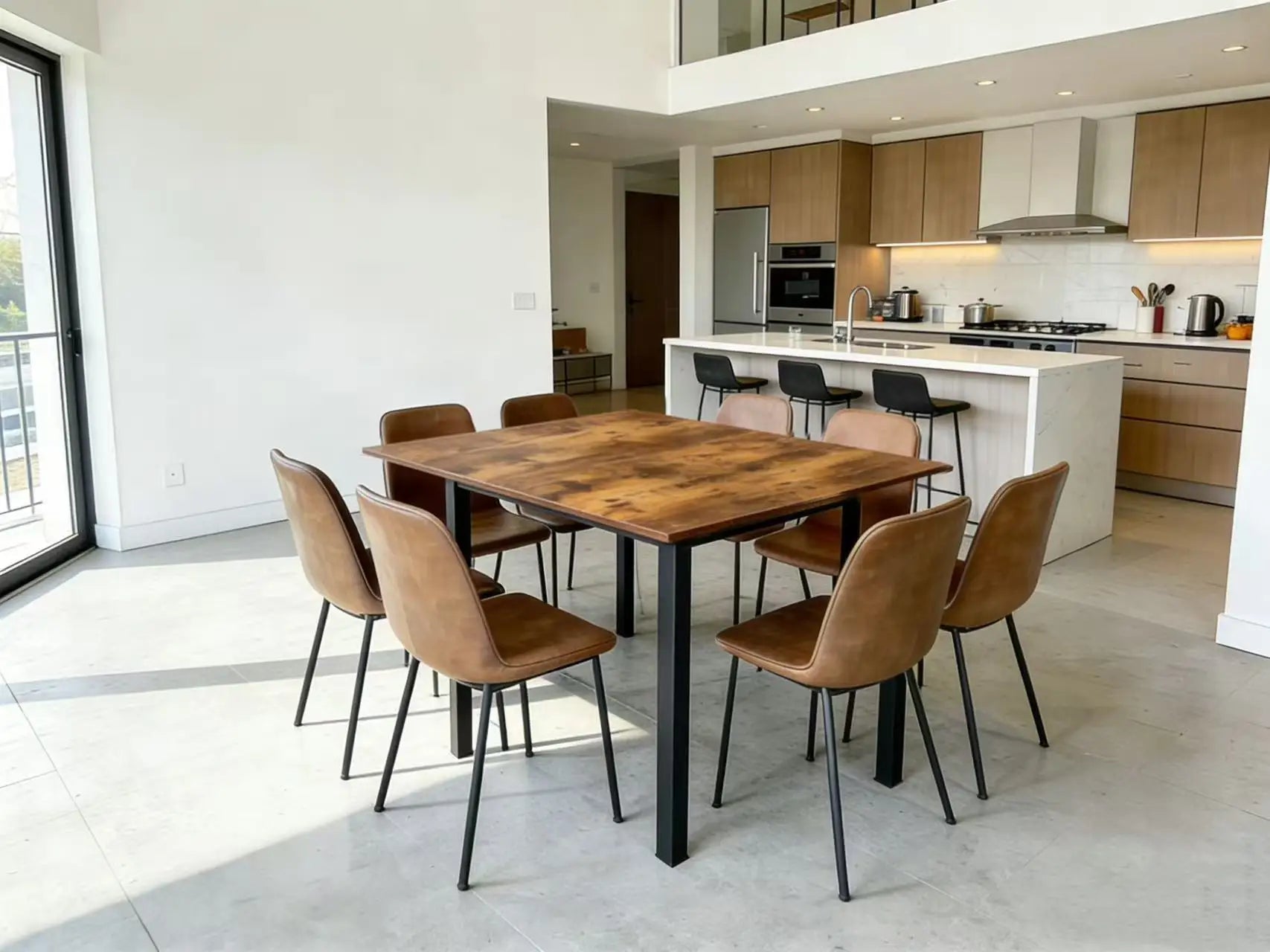 Mesa Comedor Rectangular Extensible para 4-6 Personas, Tapa Madera Negra con Revestimiento Polvo Negro en Patas Metal, Mesa Comedor Grande con Hoja Extensible Separada Mesa de Escritorio con Superficie Plegable