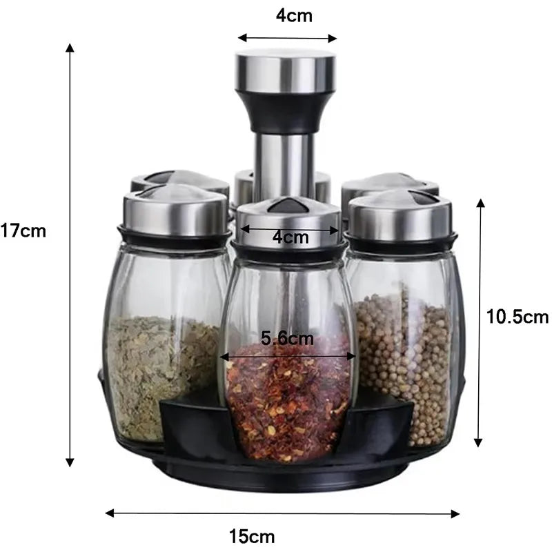 Estantería giratoria de vidrio para almacenamiento en cocina, a granel: estantería giratoria para condimentos que ahorra espacio