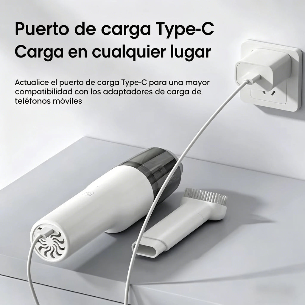 Aspiradora de Mano Inalámbrica Potente 6000Pa, Mini Aspiradora Portátil Recargable USB para Coche y Hogar, Aspirador Automático Ligero de Alta Potencia para Polvo y Escombros.