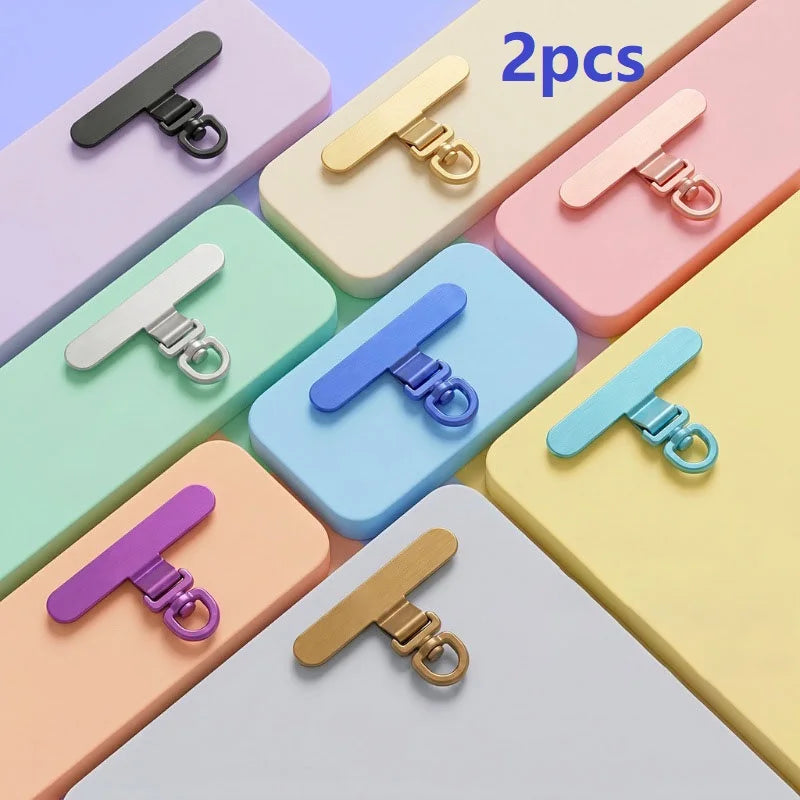 2 piezas de 360 °   Conectores giratorios de acero inoxidable para colgar teléfonos móviles, parches metálicos de seguridad para pulseras de teléfono móvil