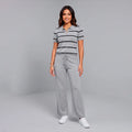 Conjunto de Dos Piezas "Aesthetic Sailor" – Blusa Polo a Rayas y Pantalón Wide Leg