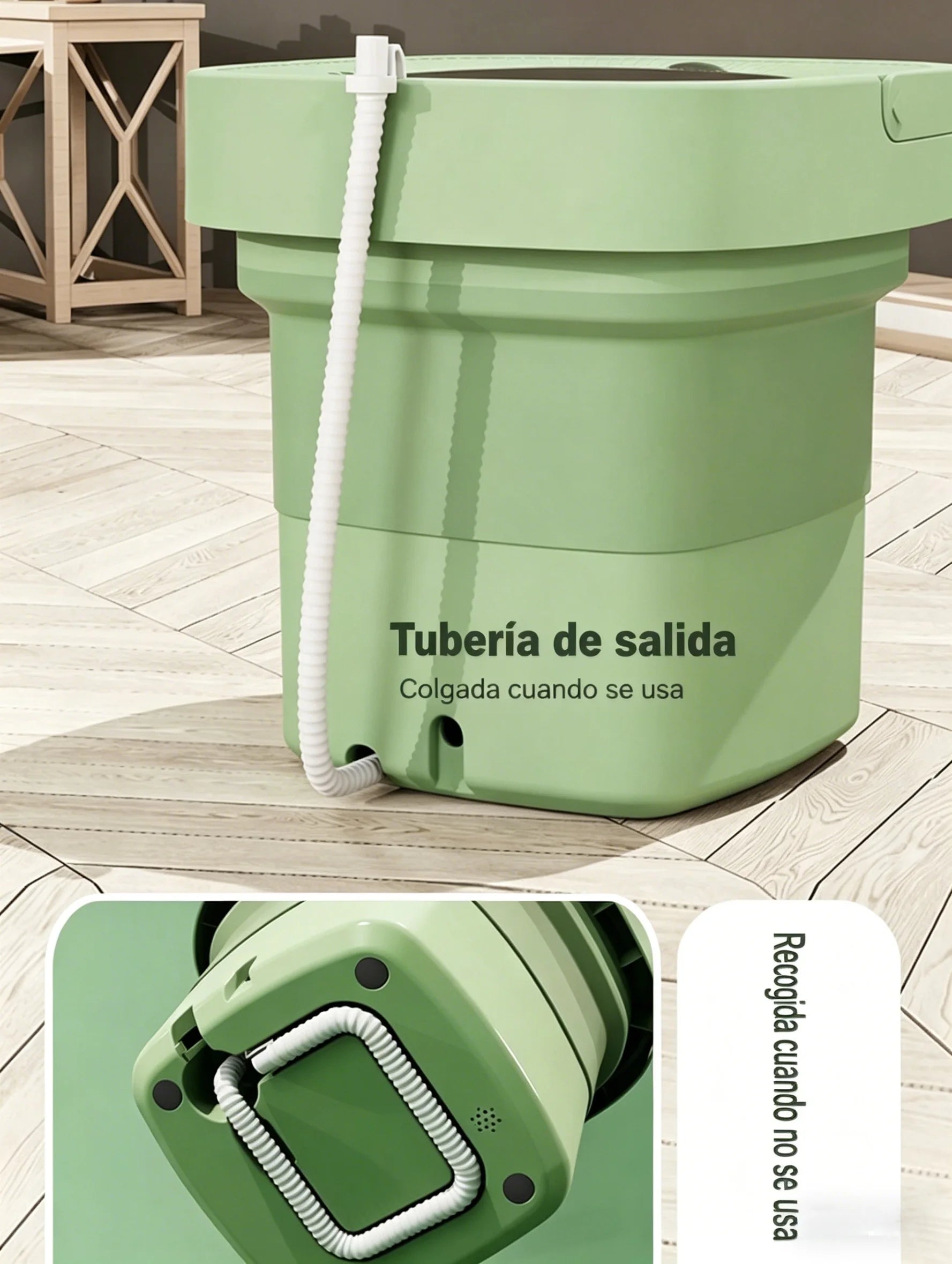 Lavadora Portátil Plegable de 7L con Función de Secado y Cesta de Drenaje, 3 Modos de Lavado Vibratorio, Diseño Compacto, Limpieza Profunda para Ropa de Bebé y Interior, Ideal para RV, Camping y Viajes