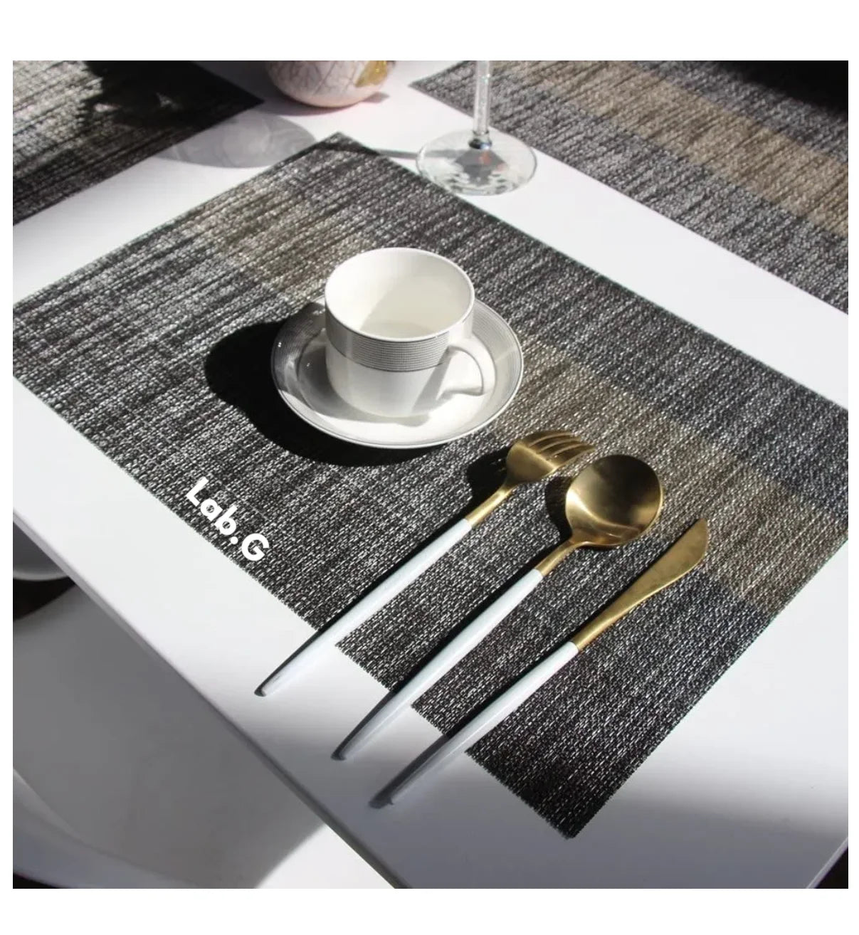 Manteles Individuales Antideslizantes Lab.G Para Restaurante 8 Pcs Negro