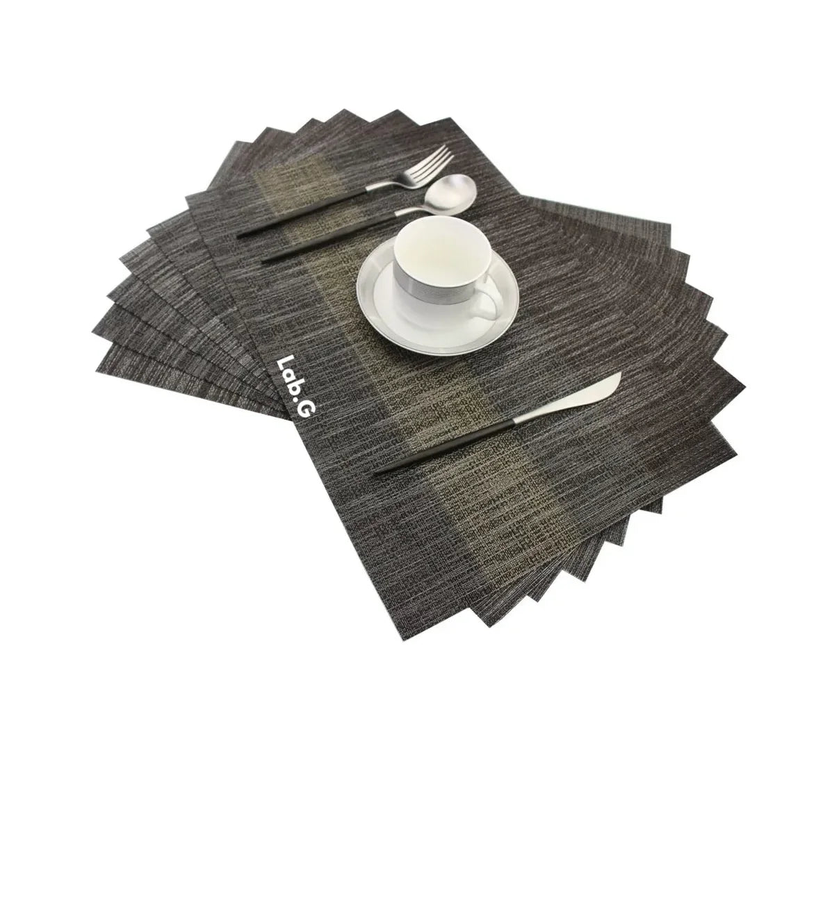 Manteles Individuales Antideslizantes Lab.G Para Restaurante 8 Pcs Negro